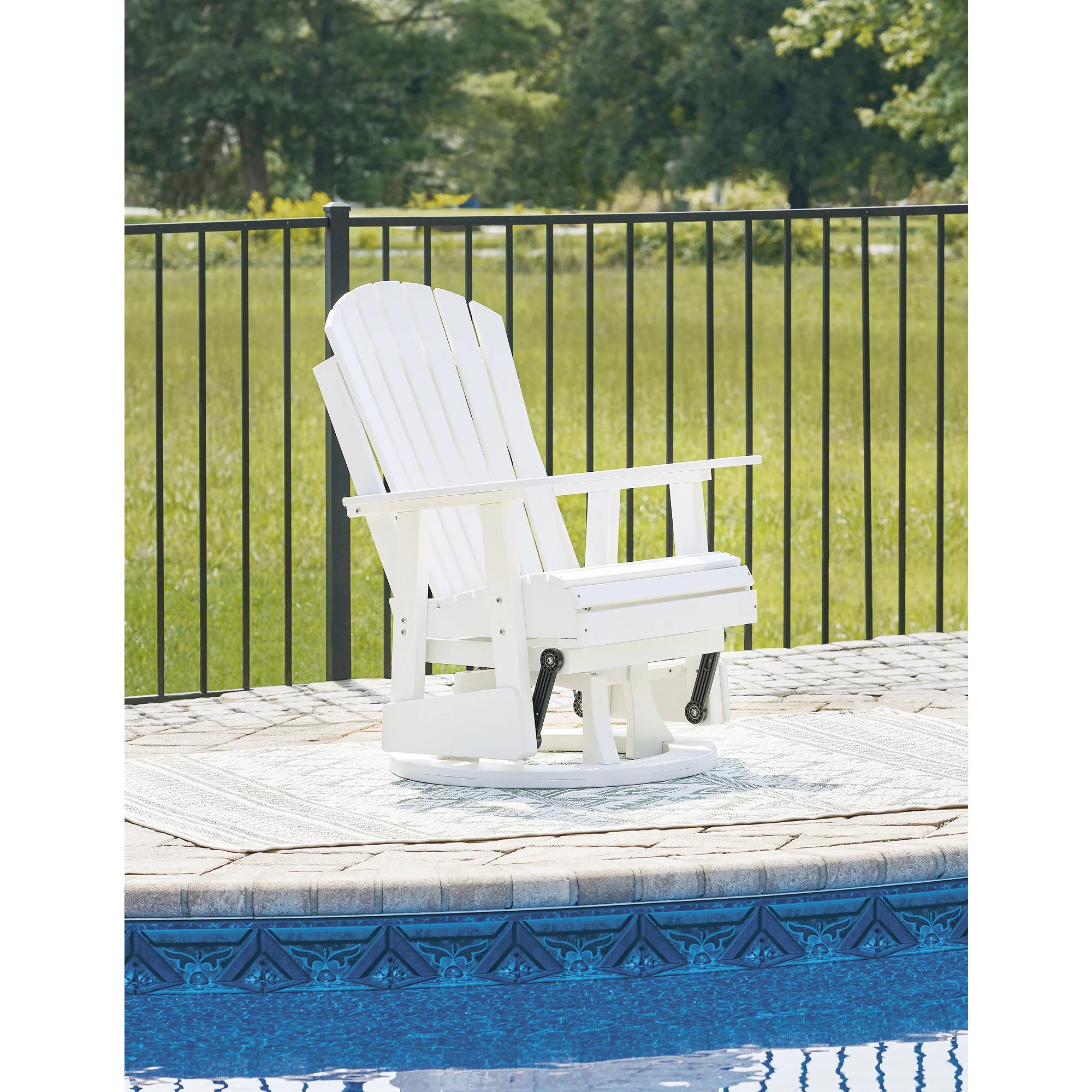 Signature Design by Ashley Hyland Wave Outdoor Swivel Glider Chair, White