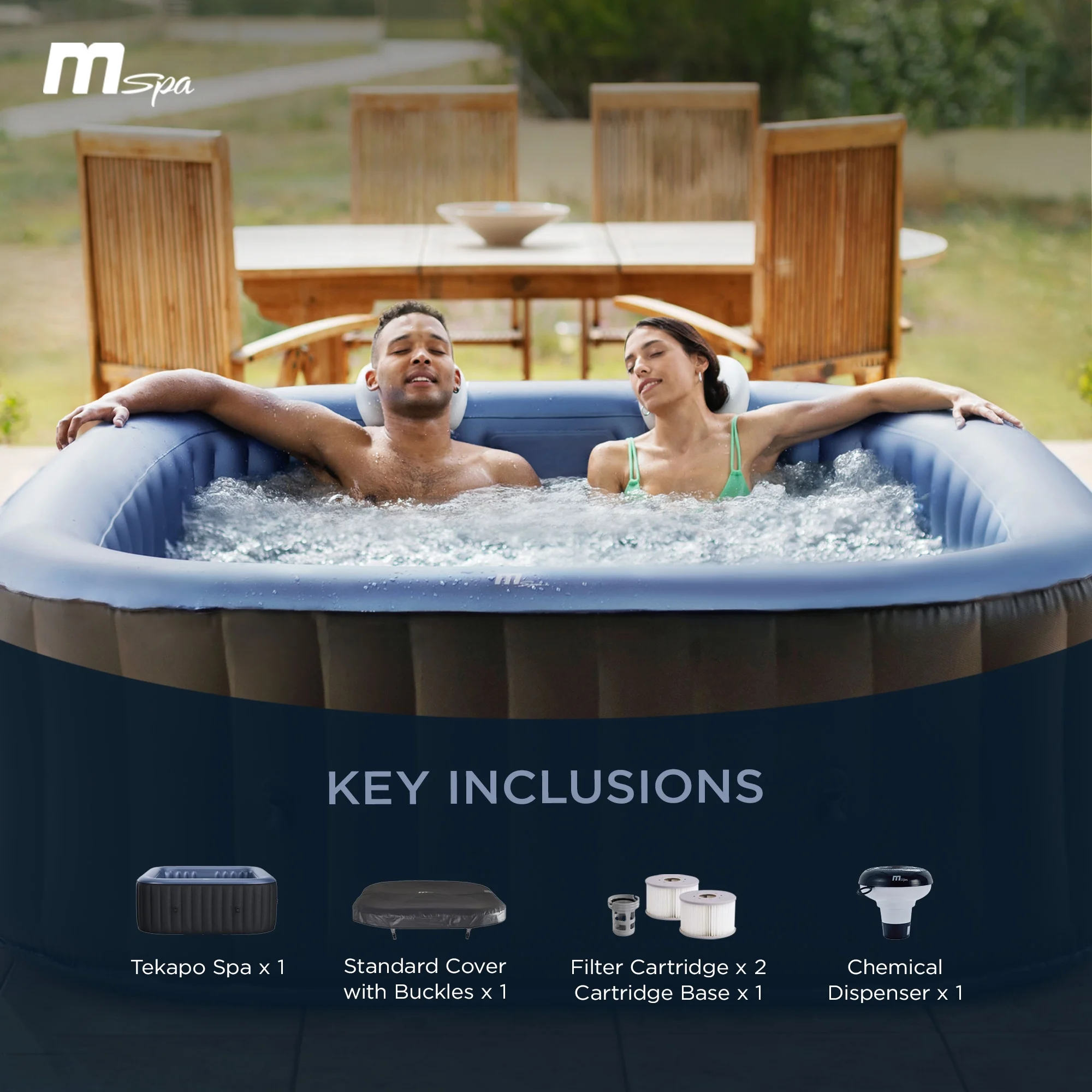 Mspa - USA 6 Person Inflatable Squared Hot Tub with Air Jets Massage System