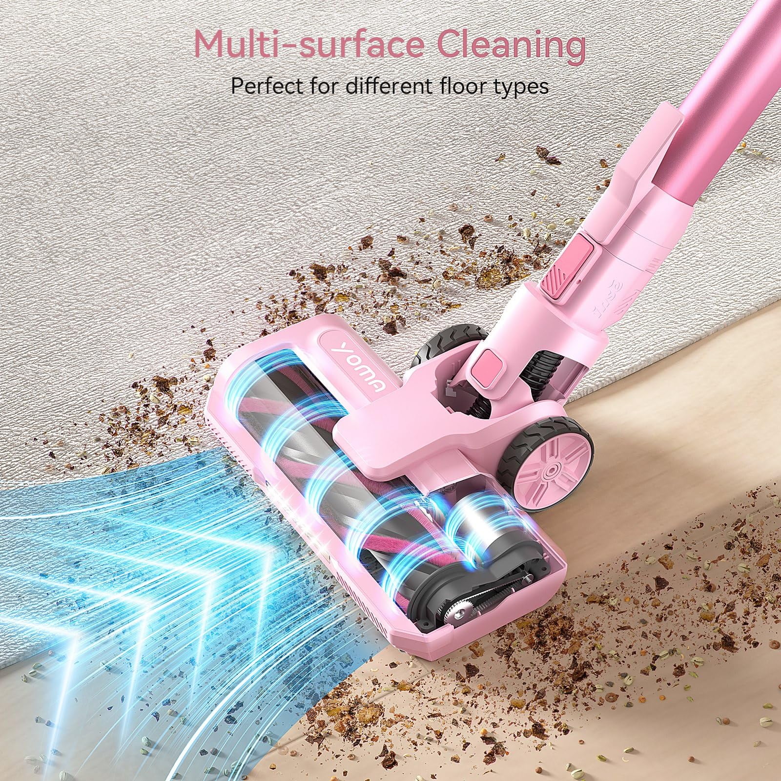 YOMATECH Cordless Vacuum Cleaner, 30kpa/365W Powerful Stick Vacuum, 6 in 1 Lightweight Vacuum Cleaners for Home Hardfloor Carpet Pet Hair
