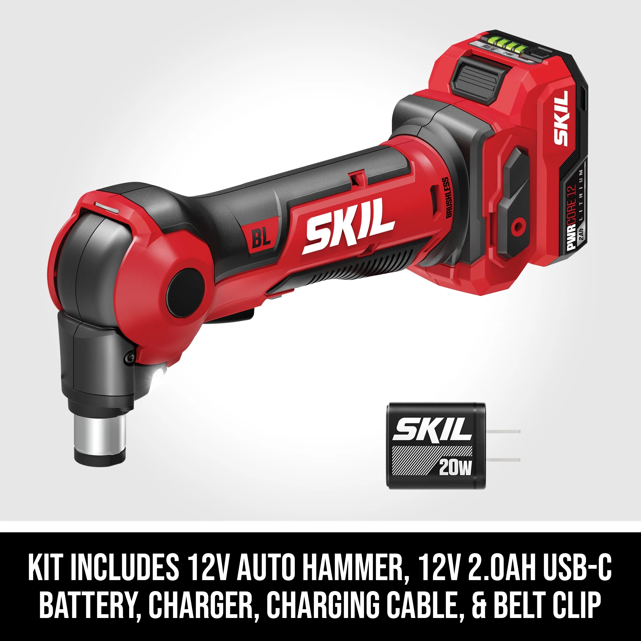 SKIL 12V Brushless Auto Hammer Kit Including 12V 2.0ah Lithium USB - C Battery and Charger - AH6552A - 11