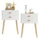 Syngar Nightstand Set of 2, Bedroom Bedside Table with 2 Drawer Storage Shelf, Simple Modern Night Stand End Table with Wood Handle, Easy Assembly, Suitable for Living Room Bedroom Furniture, White