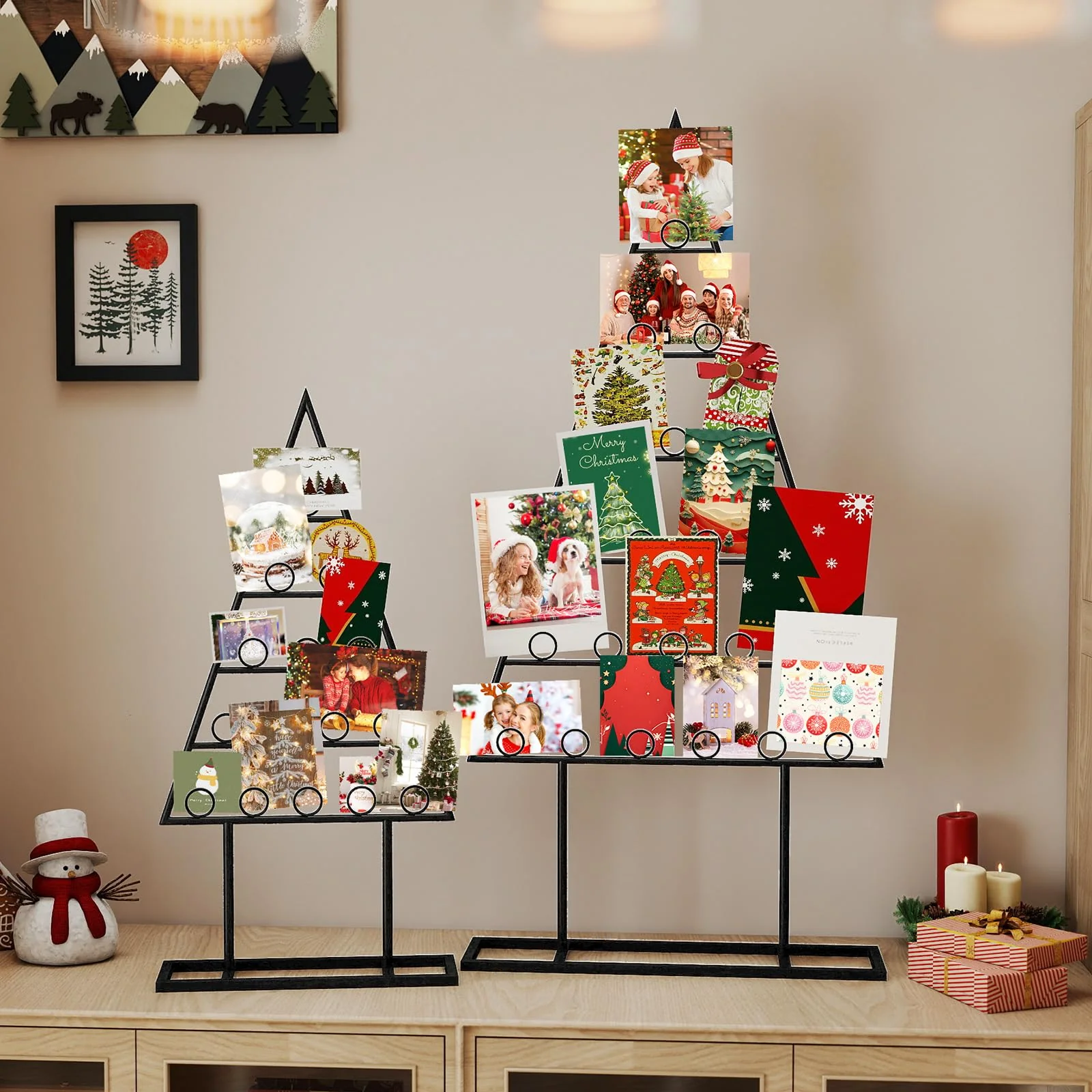 Tangkula 2 Pack Christmas Card Holder for Home Office Party Decoration